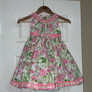 Polly & friends vintage flower water print Girls dress‎ size 3t layers